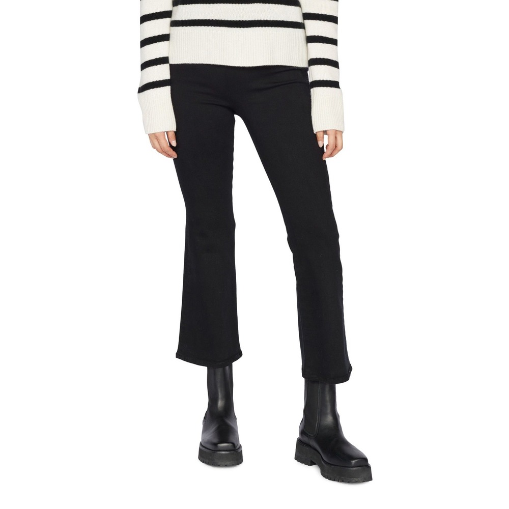 FRAME Pull On Flare Crop Jeans Black Sz 2 Jetset High Rise NWT